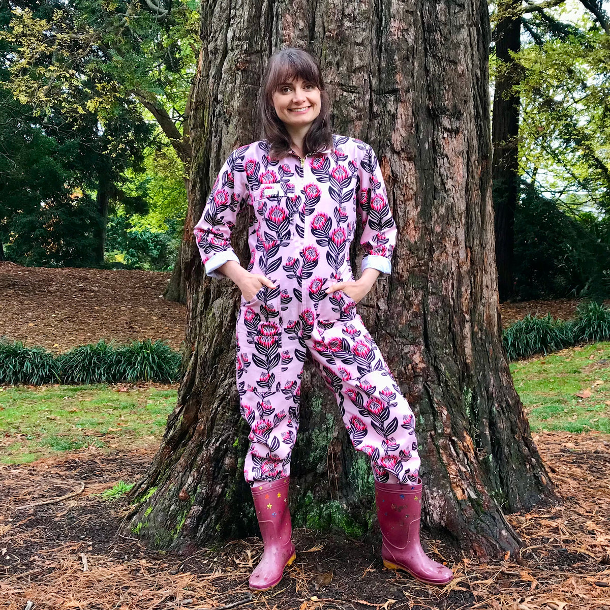 Pink Protea Women's Cotton Overalls - Made in New Zealand